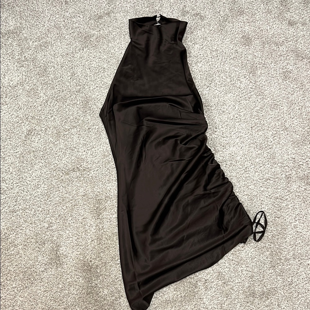 Kittenish Black Halter Bodycon Dress
